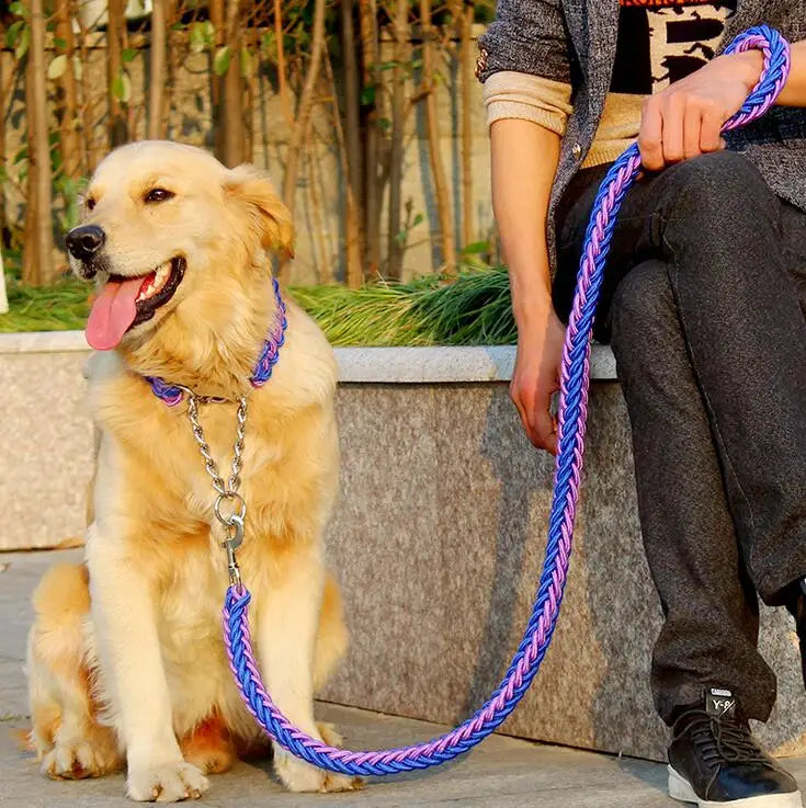 Double Strand Rope Dog Leash & Collar Set
