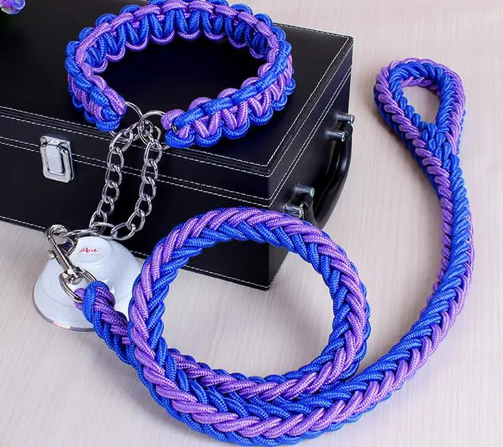Double Strand Rope Dog Leash & Collar Set