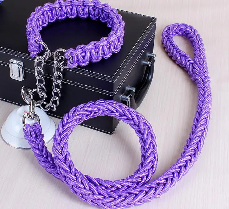 Double Strand Rope Dog Leash & Collar Set