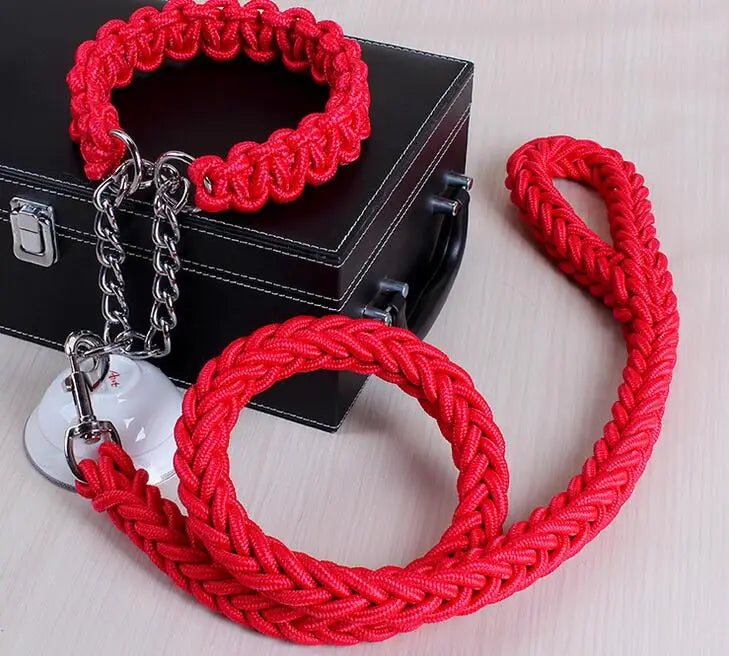 Double Strand Rope Dog Leash & Collar Set