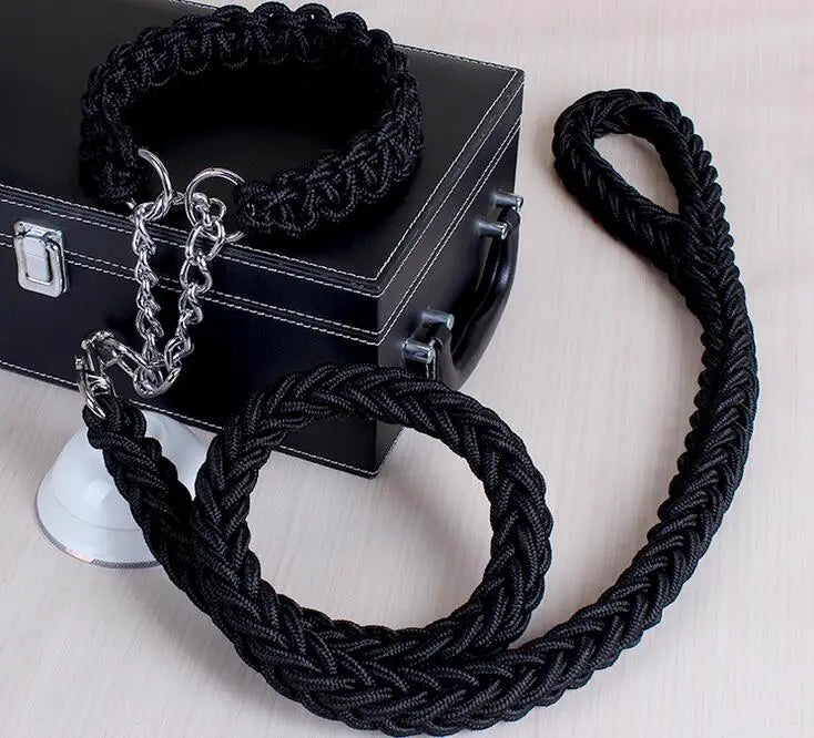 Double Strand Rope Dog Leash & Collar Set