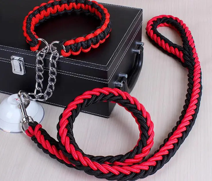 Double Strand Rope Dog Leash & Collar Set