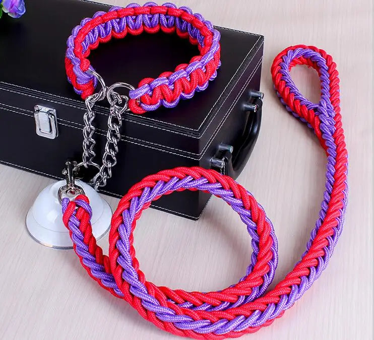 Double Strand Rope Dog Leash & Collar Set