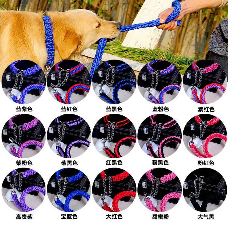 Double Strand Rope Dog Leash & Collar Set