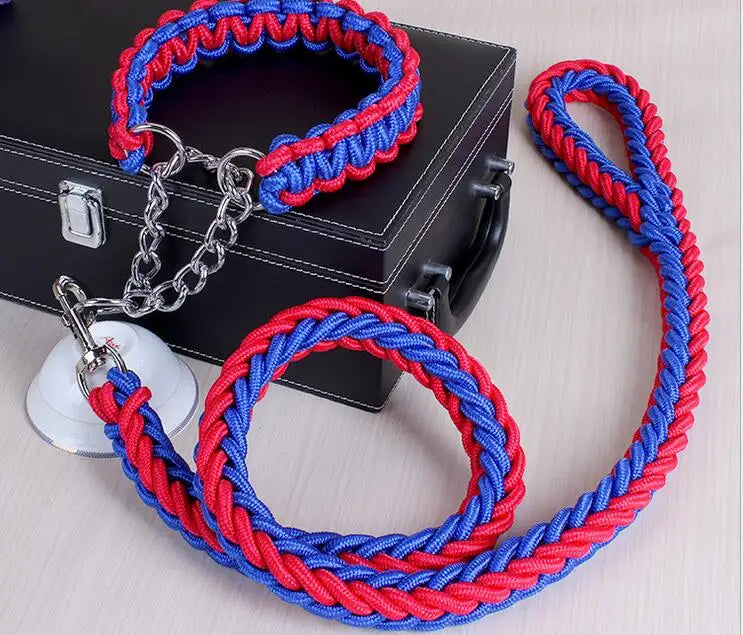 Double Strand Rope Dog Leash & Collar Set