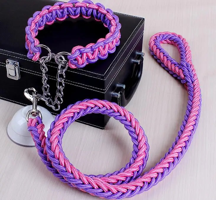Double Strand Rope Dog Leash & Collar Set