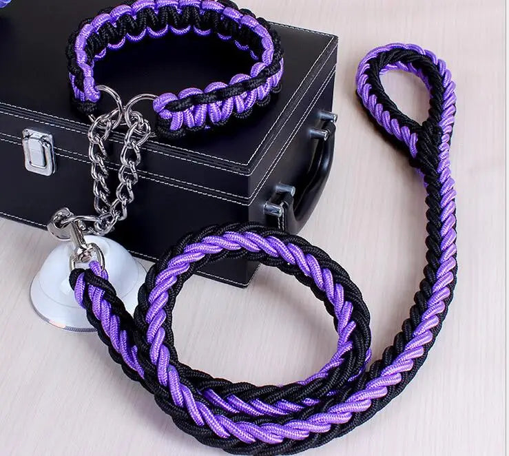 Double Strand Rope Dog Leash & Collar Set