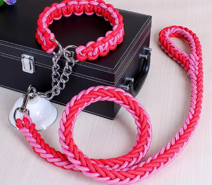 Double Strand Rope Dog Leash & Collar Set