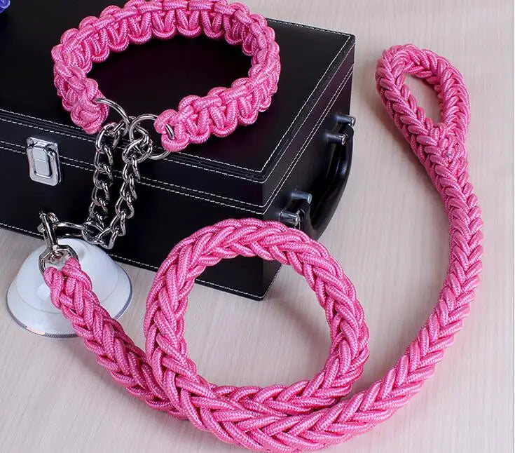 Double Strand Rope Dog Leash & Collar Set