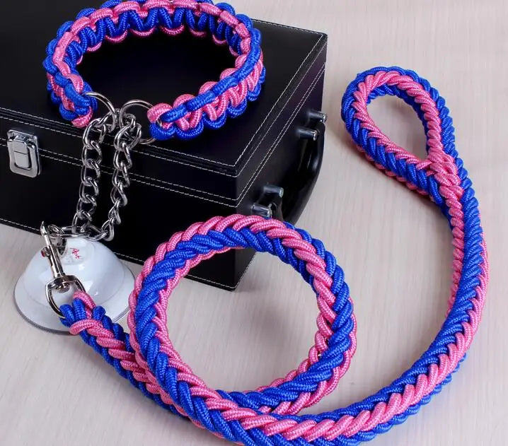 Double Strand Rope Dog Leash & Collar Set