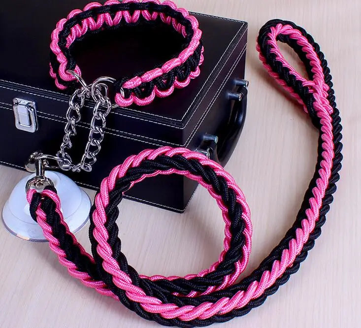 Double Strand Rope Dog Leash & Collar Set