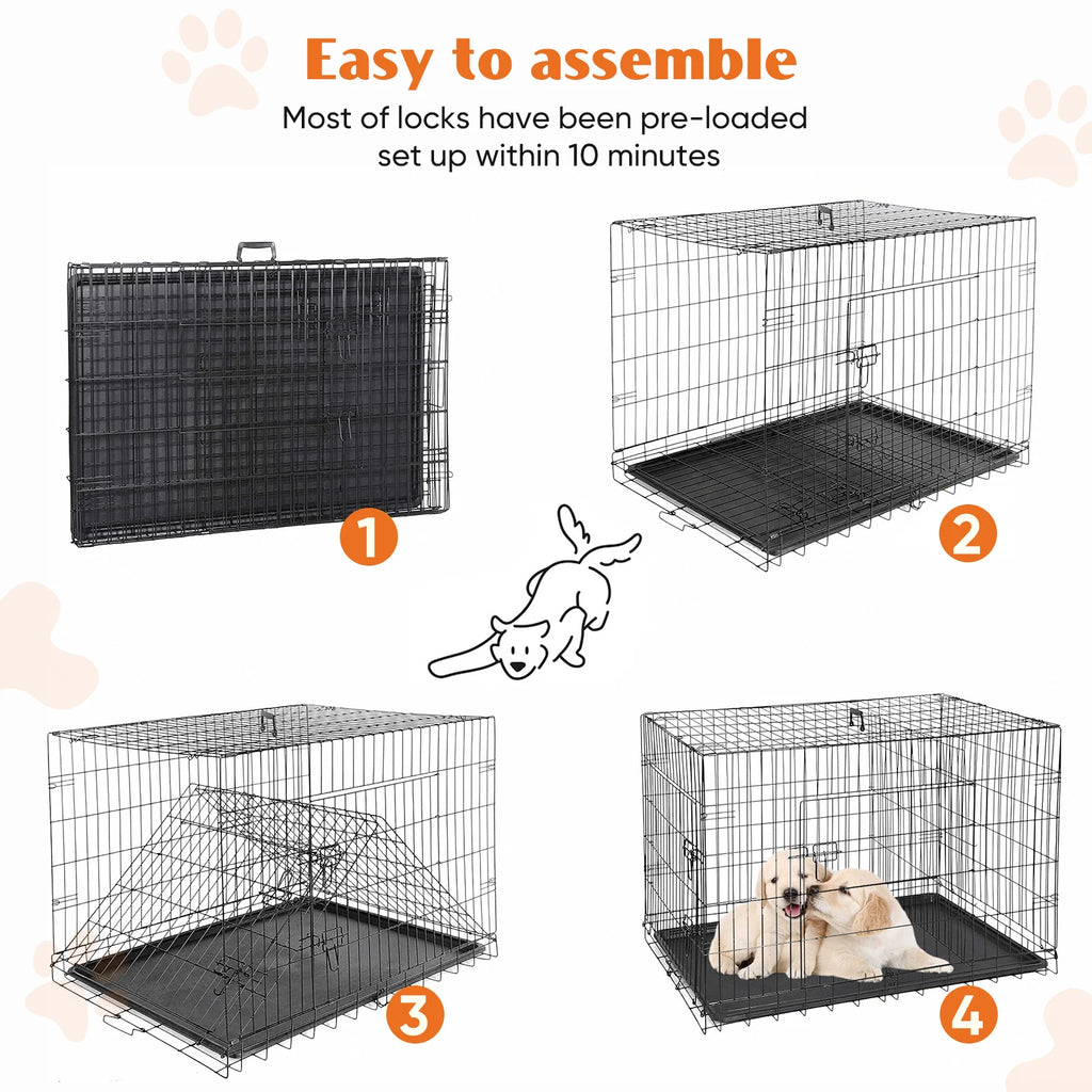Heavy-Duty Folding Metal Dog Cage