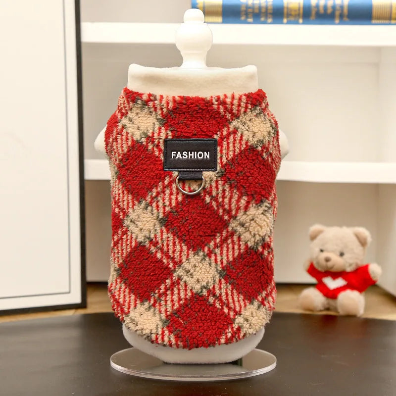 Winter Warm Plaid Dog Fleece Vest
