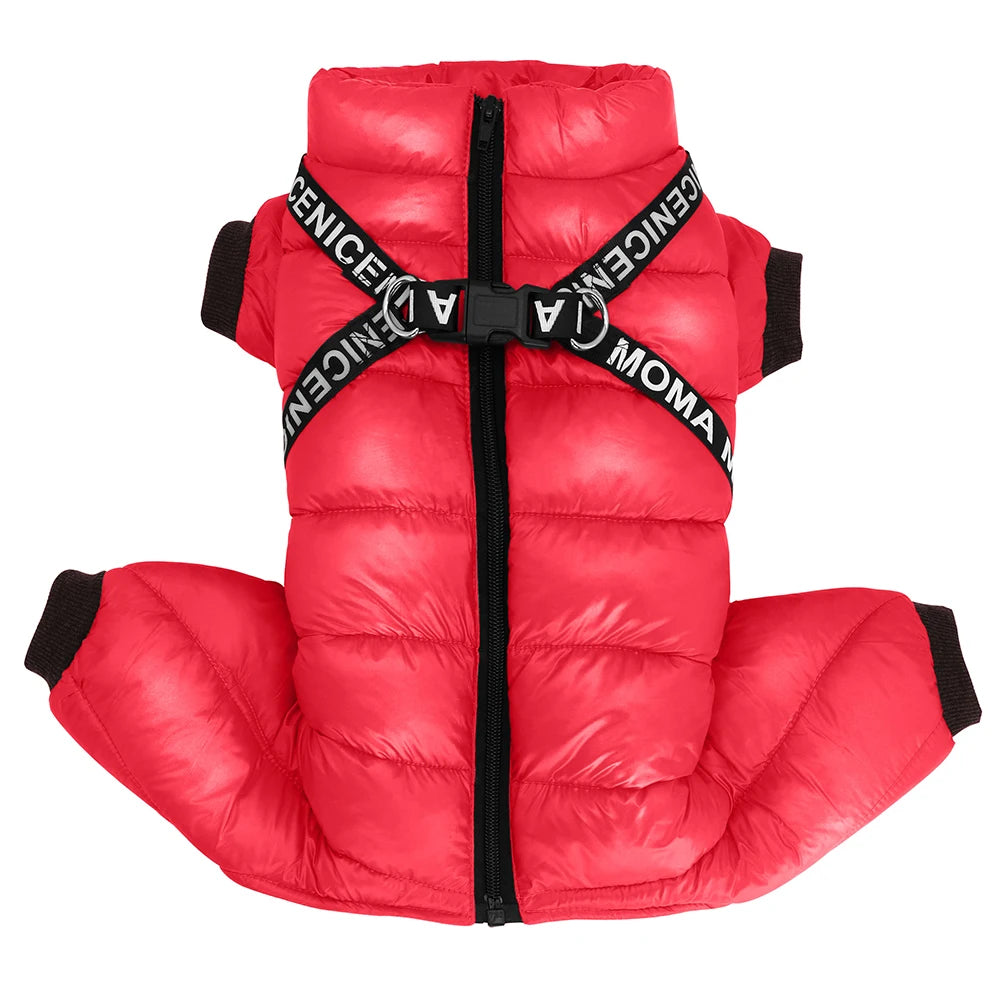 Waterproof Winter Dog Jacket with Built-in Harness