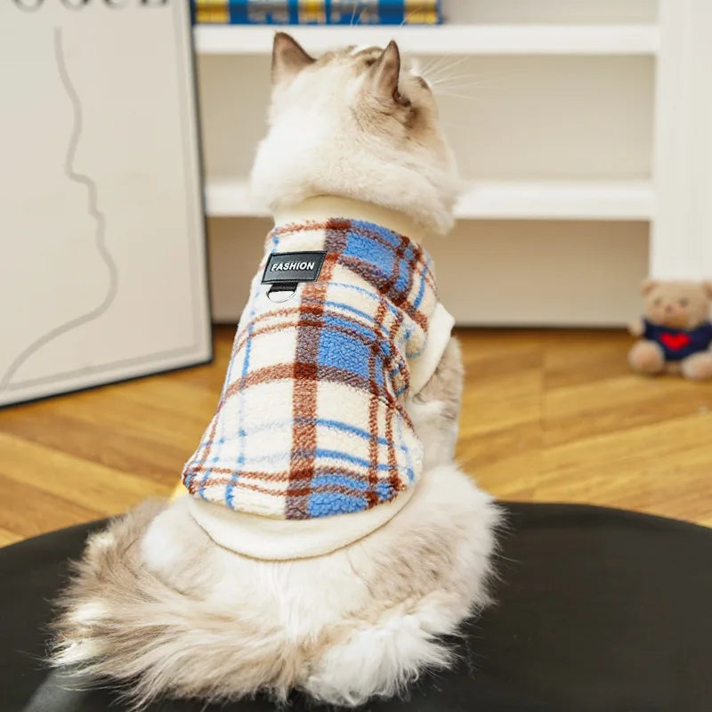 Winter Warm Plaid Dog Fleece Vest