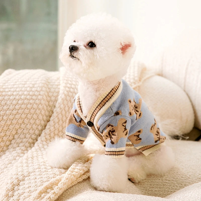 Luxury Teddy Bear Cardigan Sweater for Dogs & Cats