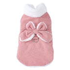Winter Corduroy Dog Coat with Bow & D-Ring