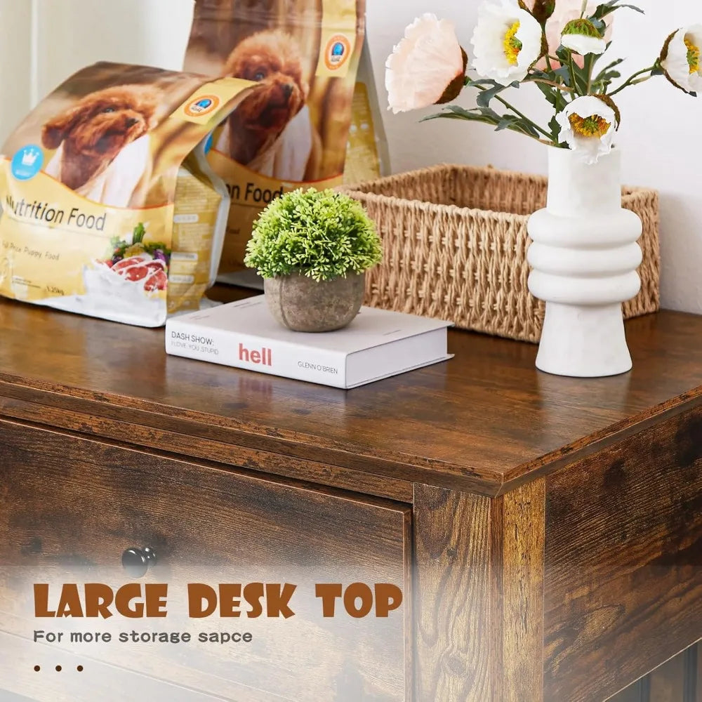 Wooden Dog Crate Furniture with Storage Drawers