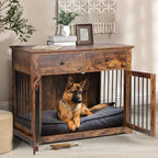 Wooden Dog Crate Furniture with Storage Drawers