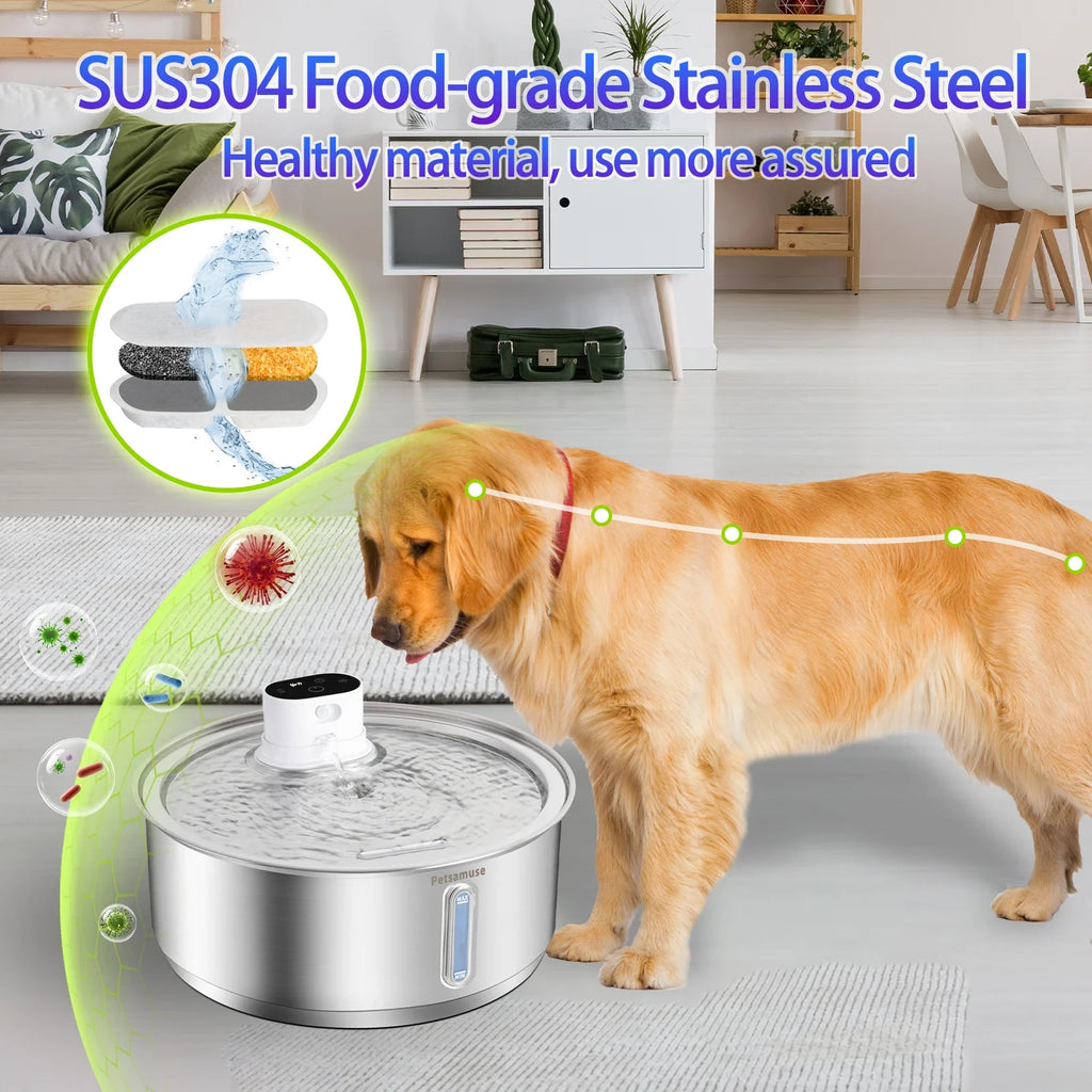8L Smart Stainless Steel Automatic Pet Water Fountain