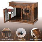 Wooden Dog Crate Furniture with Storage Drawers