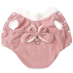 Winter Corduroy Dog Coat with Bow & D-Ring