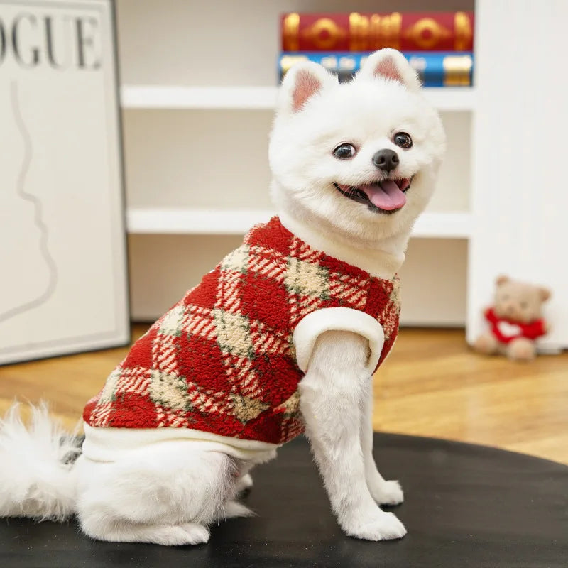 Winter Warm Plaid Dog Fleece Vest