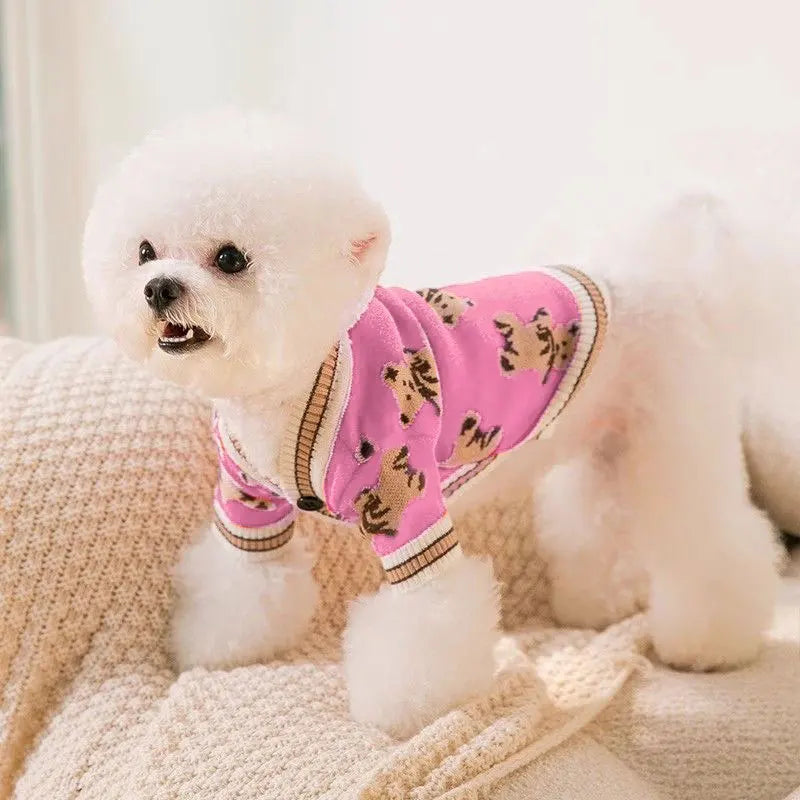 Luxury Teddy Bear Cardigan Sweater for Dogs & Cats