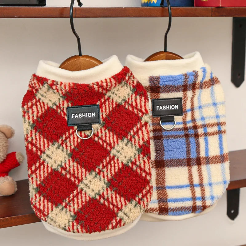 Winter Warm Plaid Dog Fleece Vest