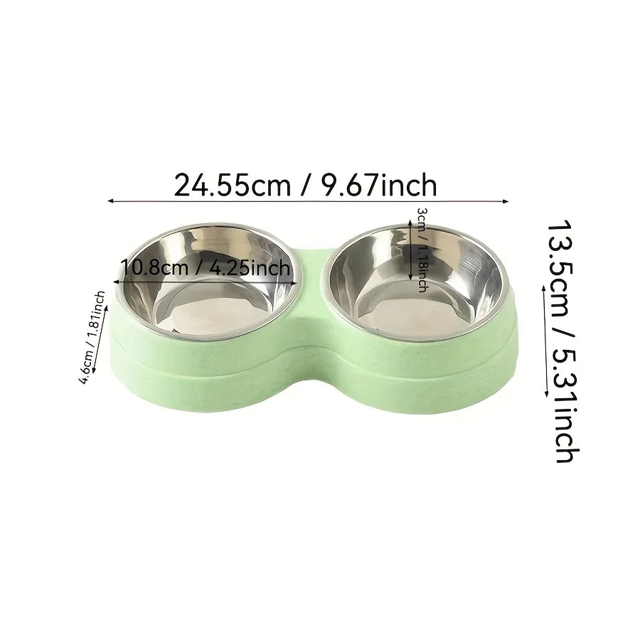 Dual Stainless Steel Pet Bowl
